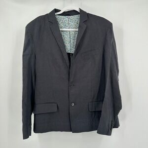Chouyatou Mens Soft Structured Jacket Blazer Size L Modern Gray Floral Lining